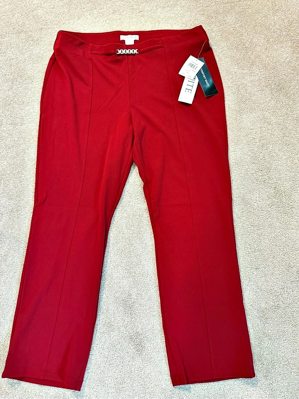 Retrology Comfort Waist Straight Pants Red PXL NWT